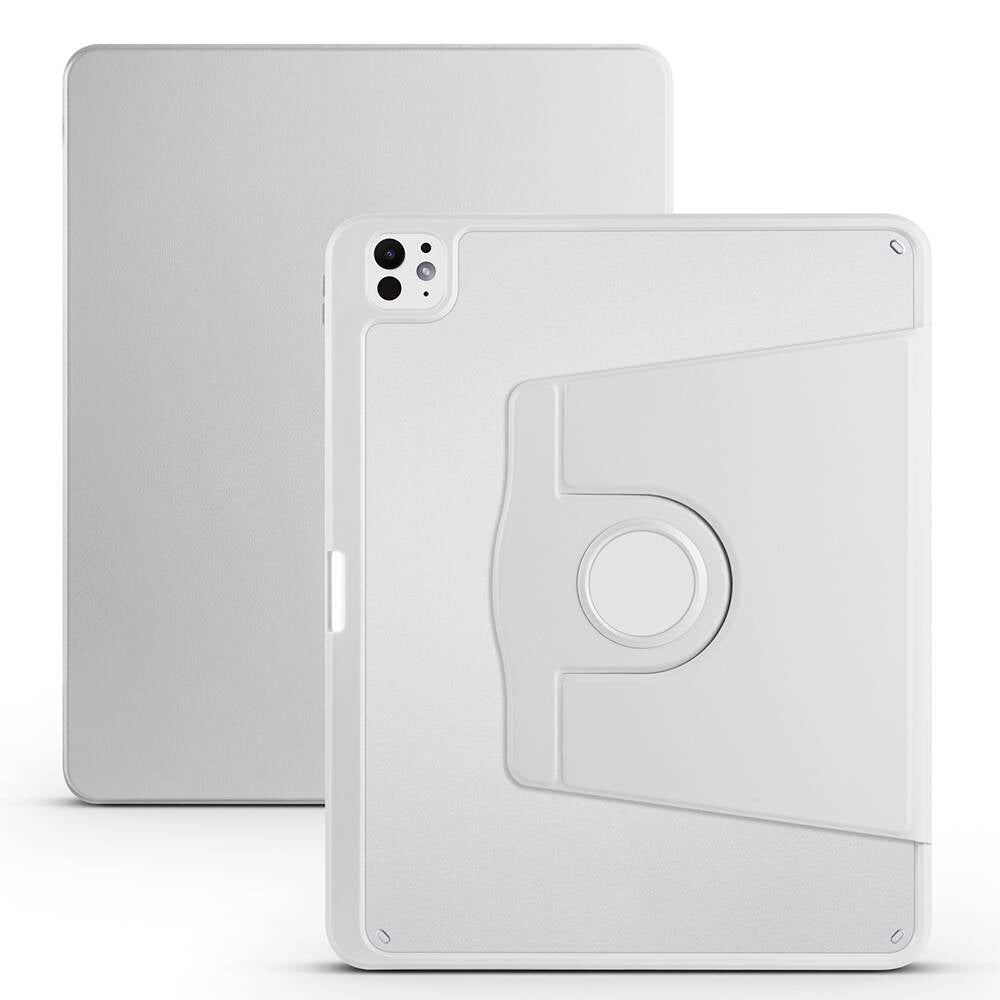 Apple iPad Pro 13 2024 Case Zore Thermal Pen Compartment Rotating Stand Case Gray 