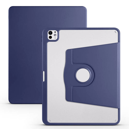 Apple iPad Pro 13 2024 Case Zore Thermal Pen Compartment Rotating Stand Case Navy Blue