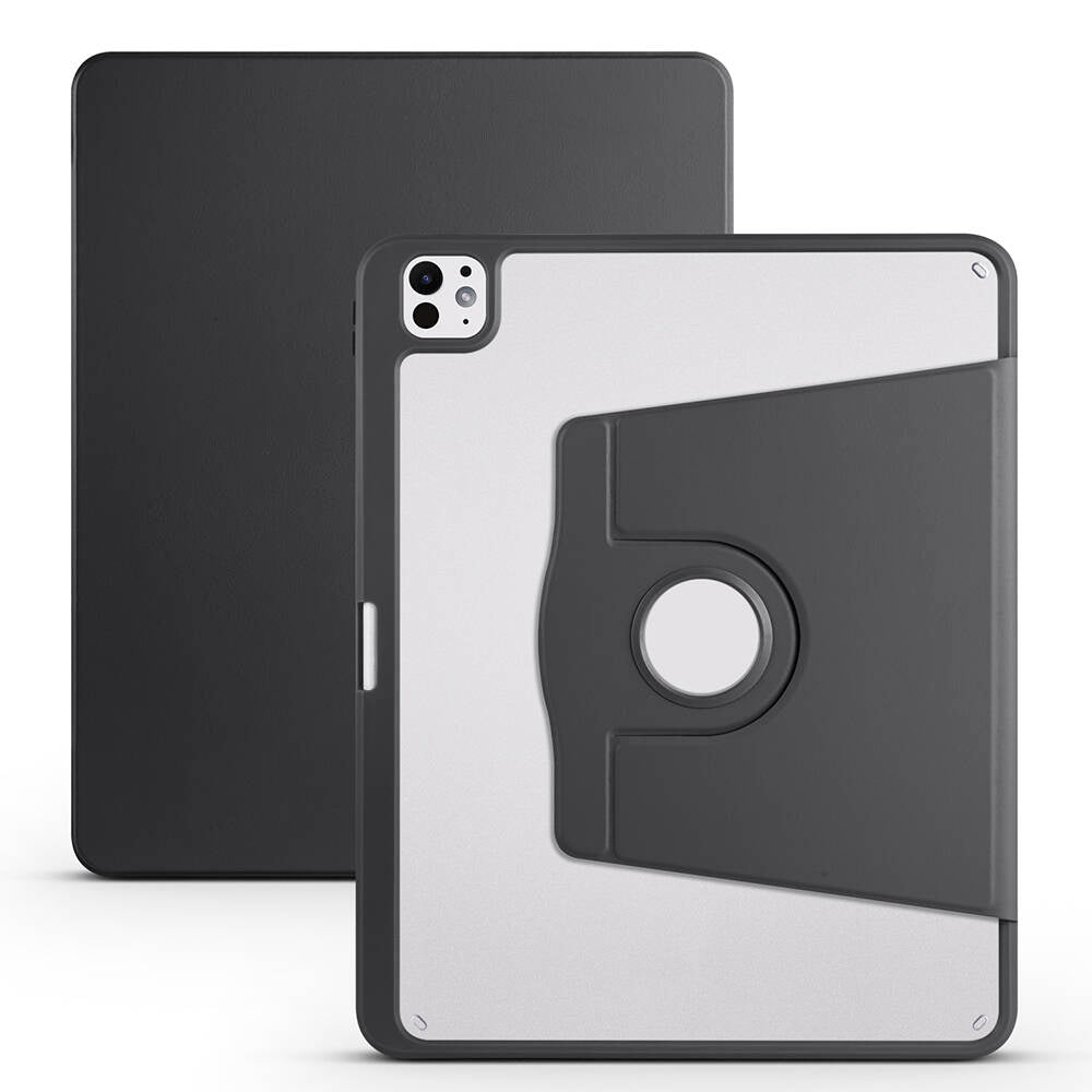 Apple iPad Pro 13 2024 Case Zore Rotating Stand Case with Thermal Pen Compartment Lavendery Gray 