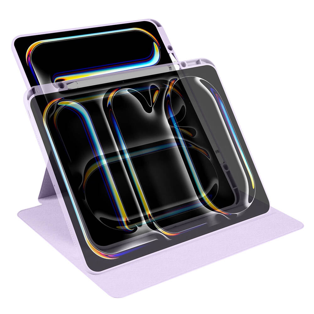 Apple iPad Pro 13 2024 Case Zore Thermal Pen Compartment Rotating Stand Case Pink 