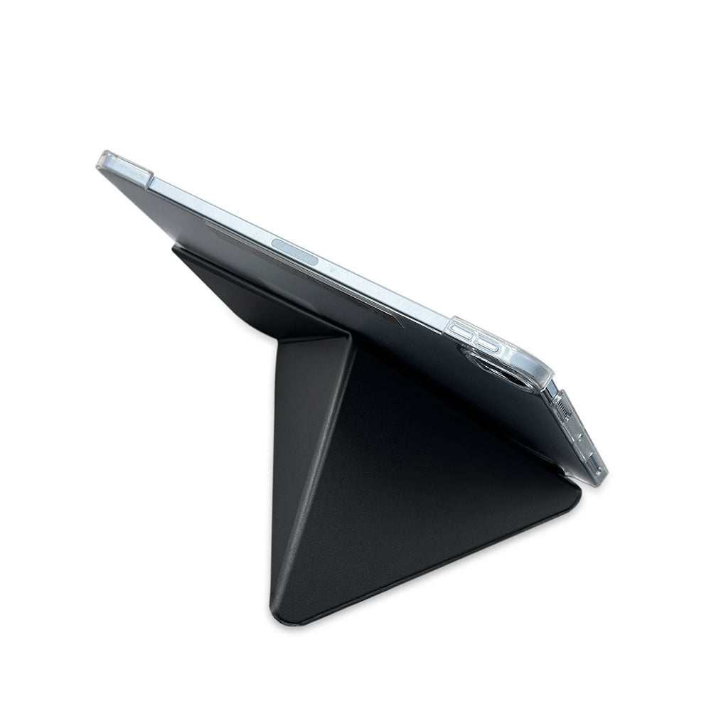 Apple iPad Pro 13 2024 Raptic Clear Folio Airbagli Şeffaf Kapaklı Katlanabilir Standlı Kılıf Siyah