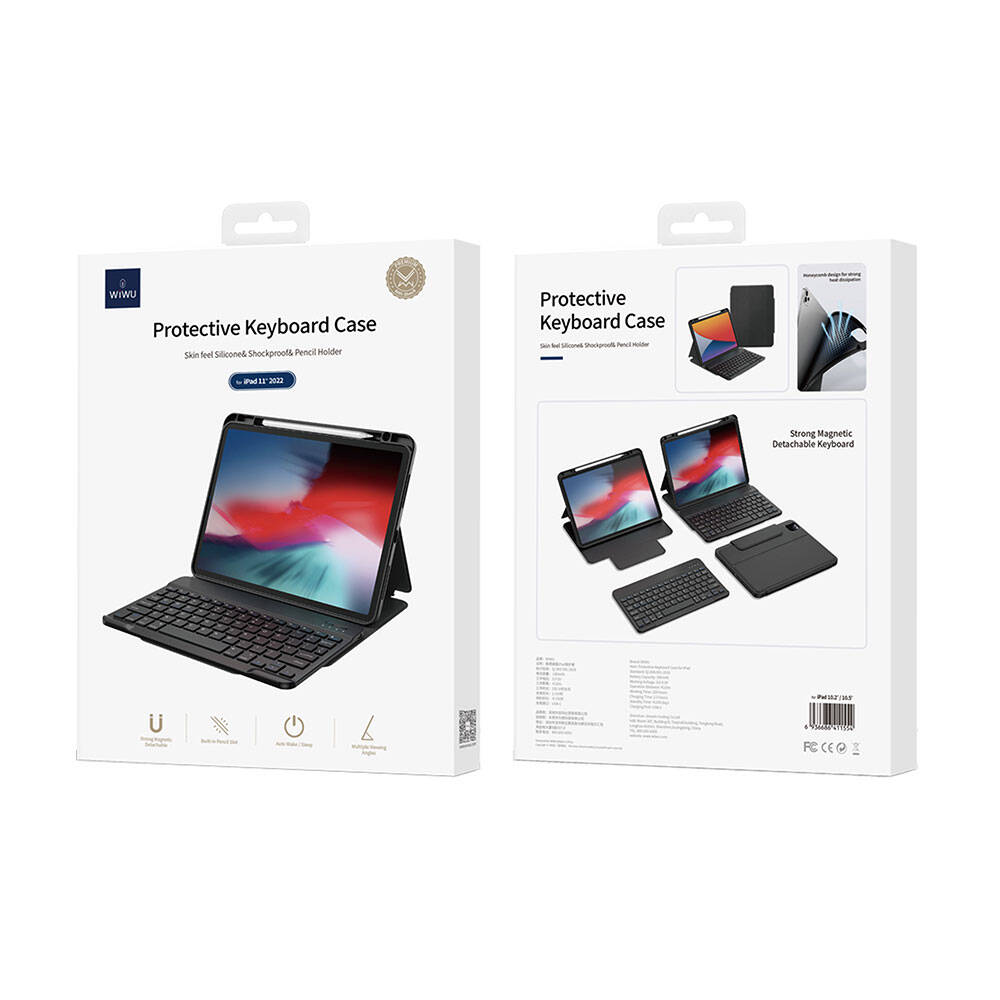Apple iPad Pro 13 2024 Wiwu Protective Hidden Pen Compartment Keyboard Case Black 