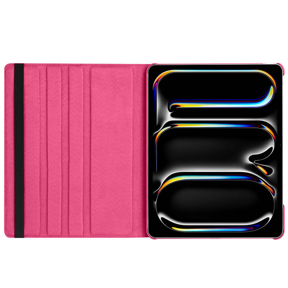 Apple iPad Pro 13 2025 M5 Zore Dönebilen Standlı Kılıf Pembe Koyu