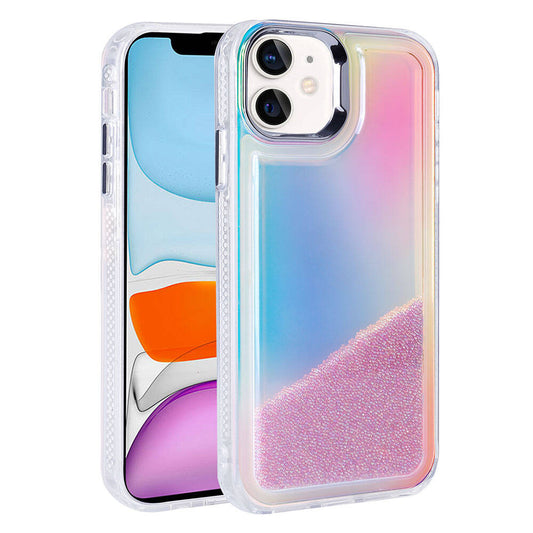 Apple iPhone 11 Airbag Case Colorful Back Surface Bead Design Zore Sand Cover Purple