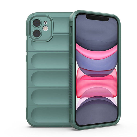 Apple iPhone 11 Case Flexible TPU Hollow Back Surface Design Zore Ethnic Silicone Cover Dark Green 