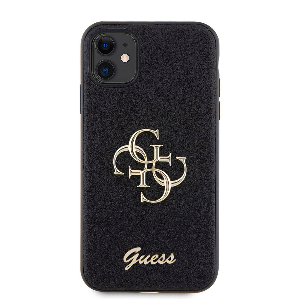 Apple iPhone 11 Case Guess Original Licensed 4G Large Metal Logo Glitter Cover Black 