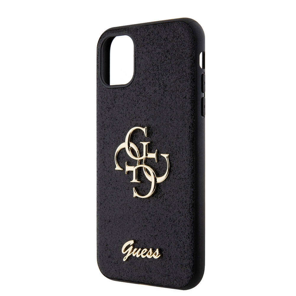 Apple iPhone 11 Case Guess Original Licensed 4G Large Metal Logo Glitter Cover Black 