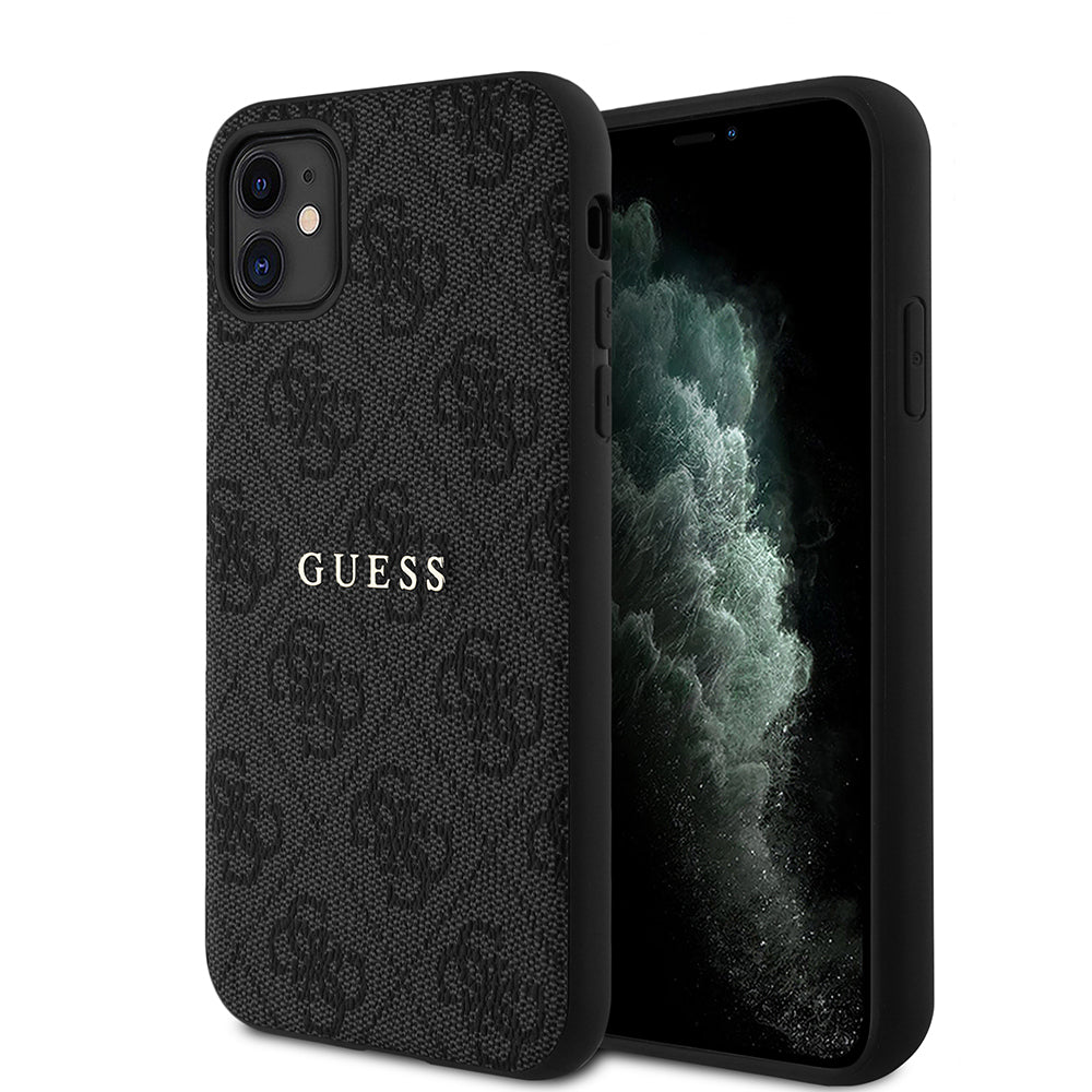 Apple iPhone 11 Case Guess Original Licensed 4G Pattern Text Logo Cover Black