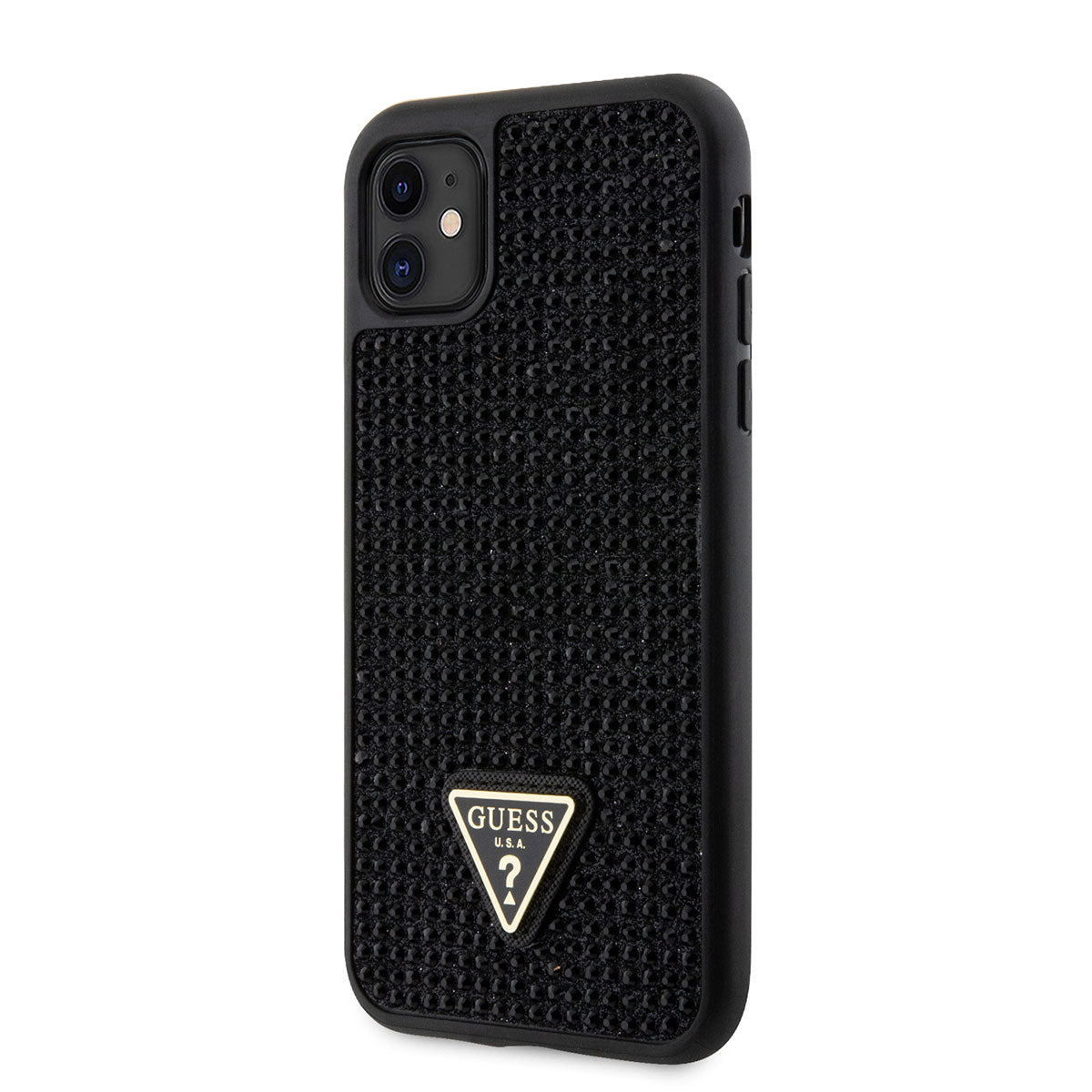 Apple iPhone 11 Case Guess Original Licensed Stone Back Surface Triangle Logo Cover Gold