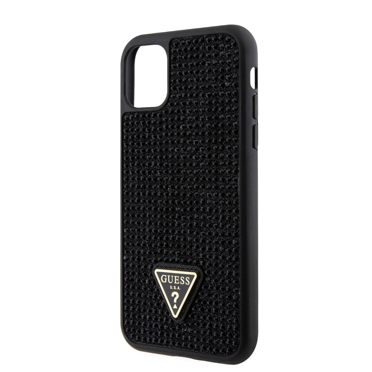 Apple iPhone 11 Case Guess Original Licensed Stone Back Surface Triangle Logo Cover Gold