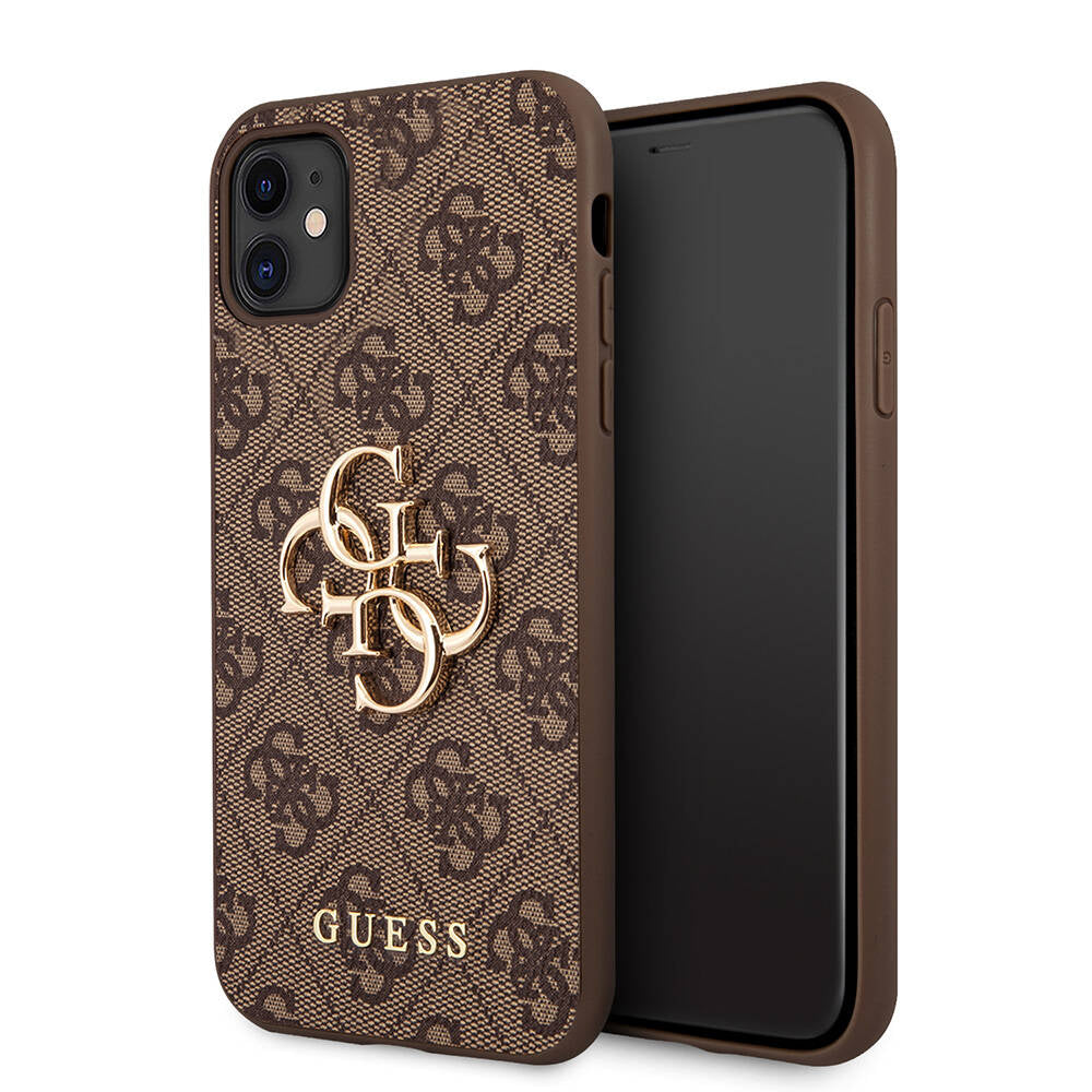 Apple iPhone 11 Case Guess PU Leather Large Metal Logo Design Cover Gray