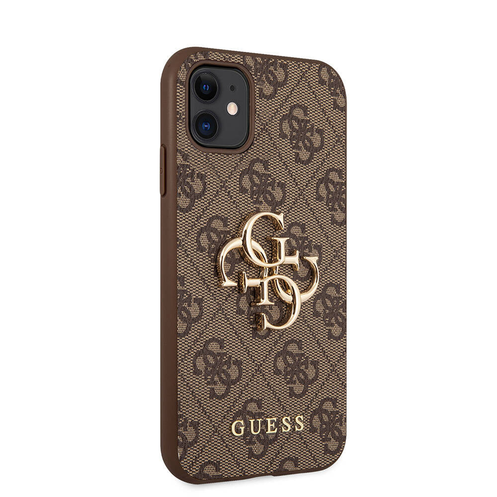 Apple iPhone 11 Case Guess PU Leather Large Metal Logo Design Cover Gray