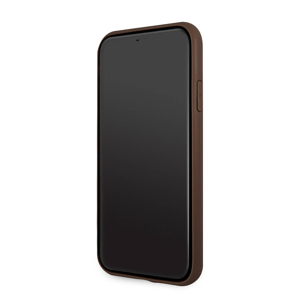 Apple iPhone 11 Case Guess PU Leather Large Metal Logo Design Cover Gray
