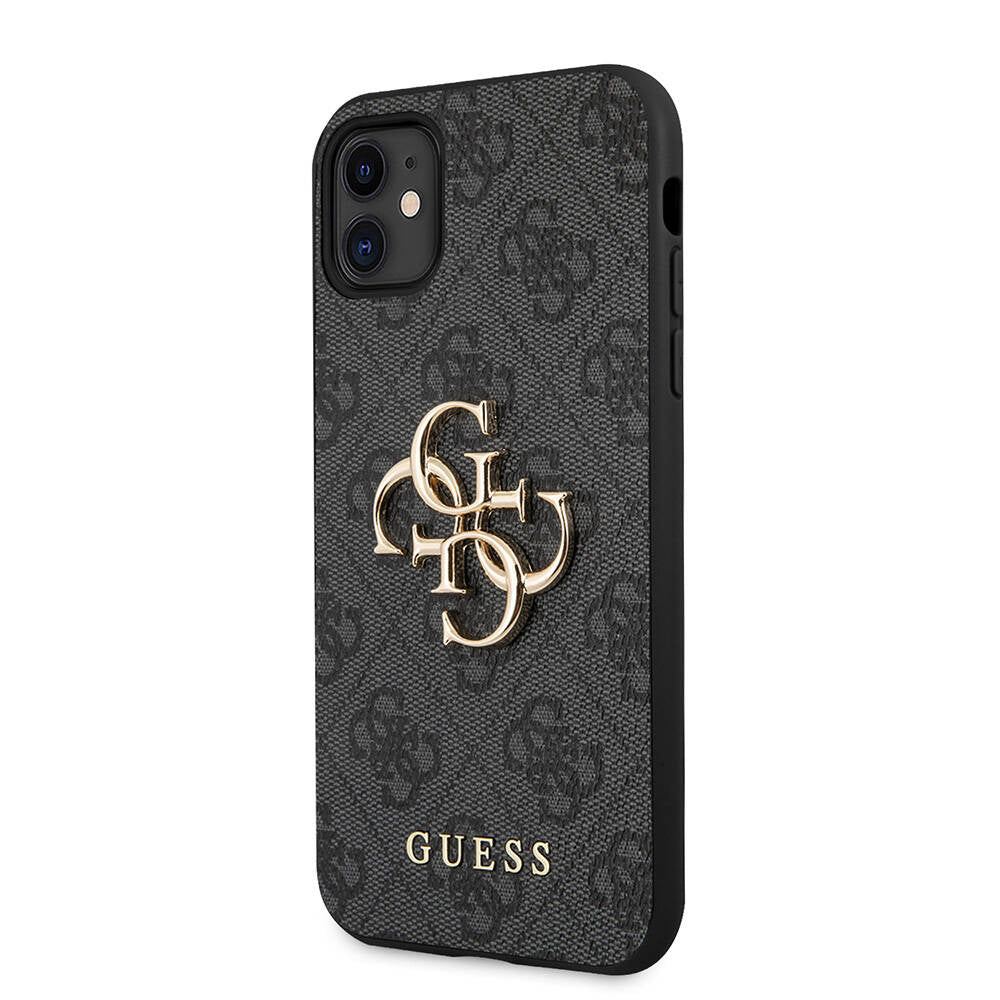 Apple iPhone 11 Case Guess PU Leather Large Metal Logo Design Cover Gray