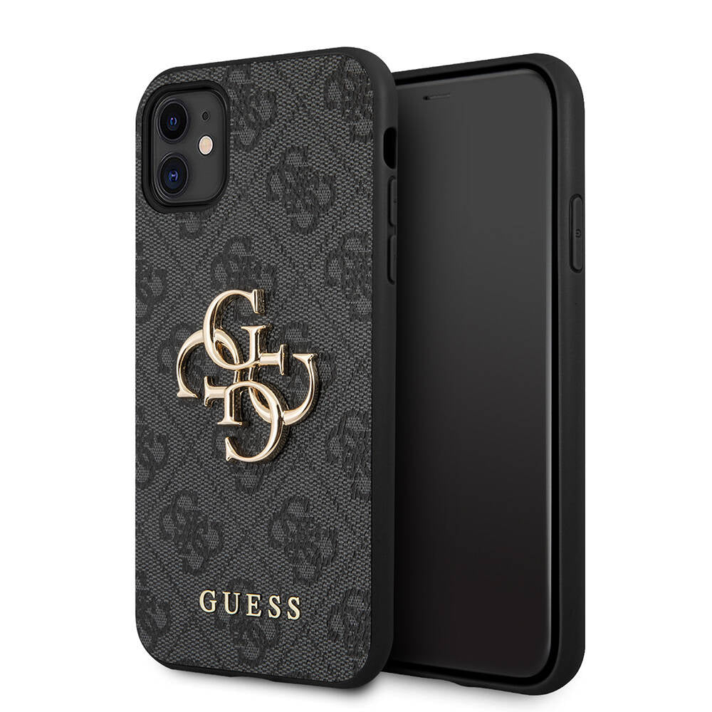 Apple iPhone 11 Case Guess PU Leather Large Metal Logo Design Cover Gray