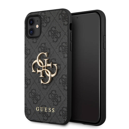 Apple iPhone 11 Case Guess PU Leather Large Metal Logo Design Cover Gray