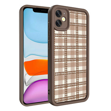 Apple iPhone 11 Case Camera Protection Printed Back Surface Zore Classy Cover Light Brown 