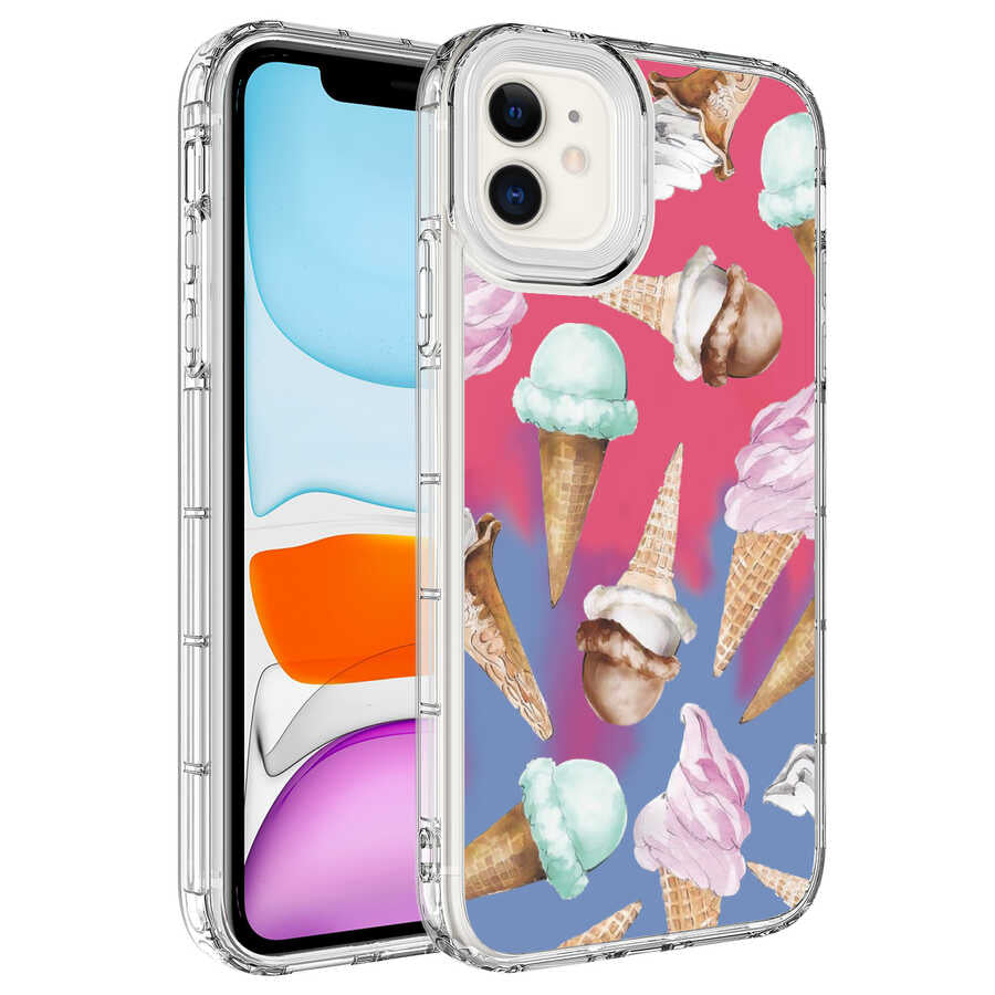 Apple iPhone 11 Kılıf Kamera Korumalı Renkli Desenli Sert Silikon Zore Korn Kapak