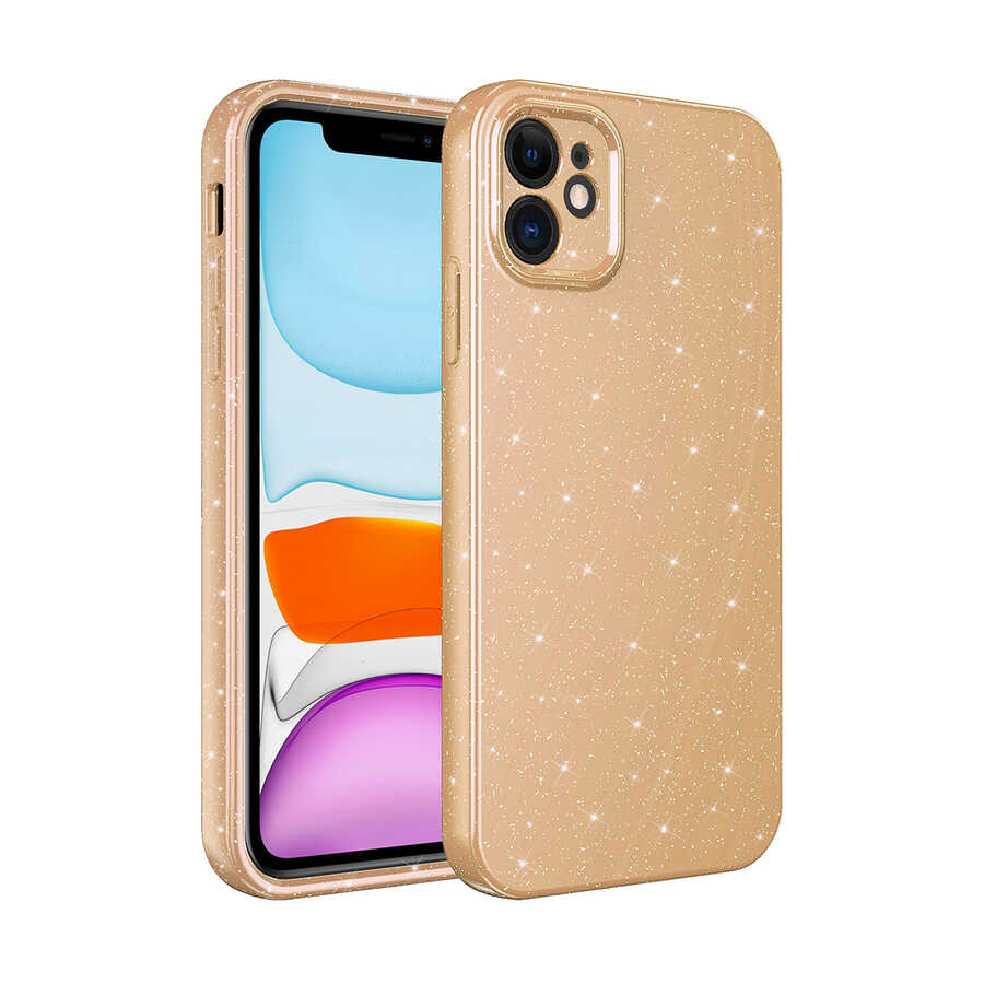 Apple iPhone 11 Kılıf Kamera Korumalı Simli Lüks Zore Koton Kapak