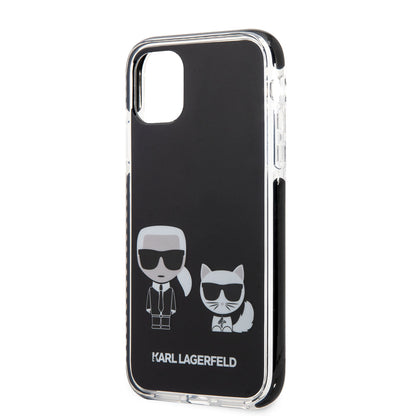 Apple iPhone 11 Kılıf Karl Lagerfeld Kenarları Siyah Silikon K&C Dizayn Kapak Siyah