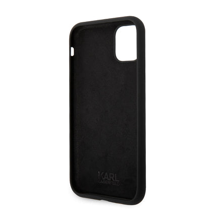 Apple iPhone 11 Kılıf Karl Lagerfeld Silikon Karl Dizayn Kapak Beyaz
