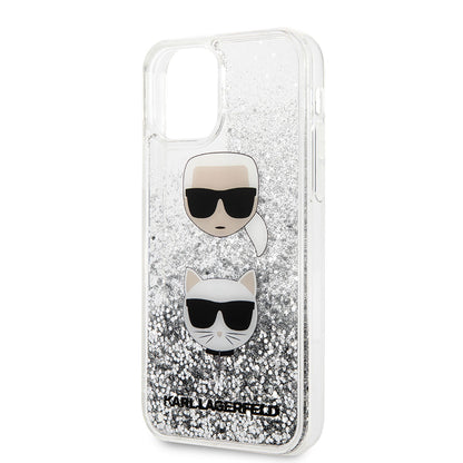 Apple iPhone 11 Kılıf Karl Lagerfeld Sıvılı Simli K&C Dizayn Kapak Gümüş