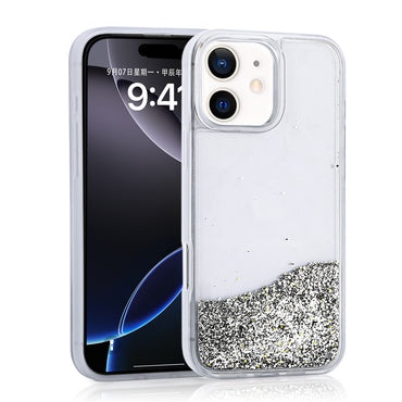Apple iPhone 11 Case Liquid Glitter Transparent Back Surface Zore Keto Silicone Cover Black