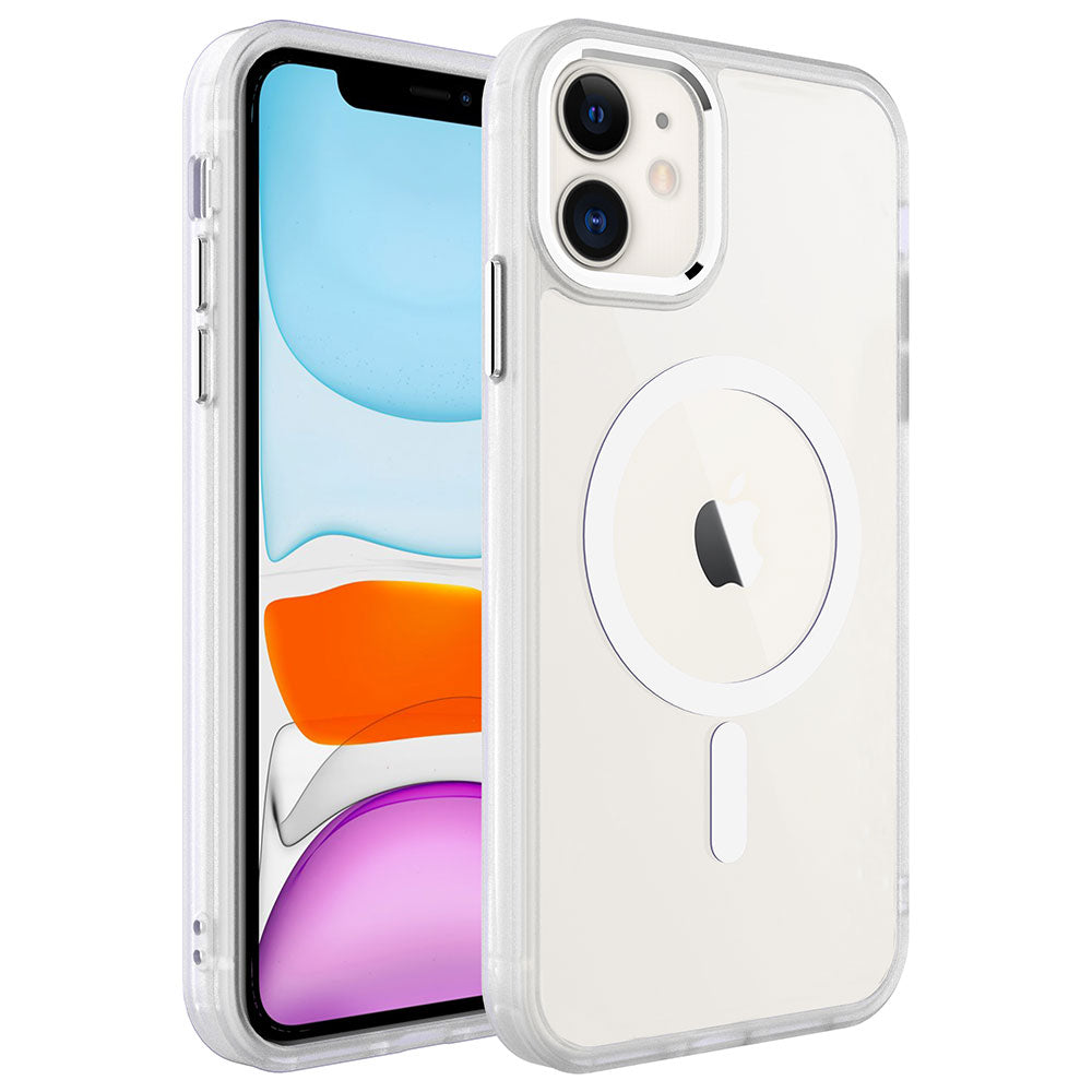 Apple iPhone 11 Kılıf Wireless Şarj Özellikli Zore Krom M-safe Silikon Kapak