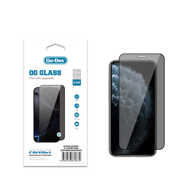 Apple iPhone 11 Pro Max Go Des OG Glass Privacy Antistatik Temperli Cam Ekran Koruyucu Siyah