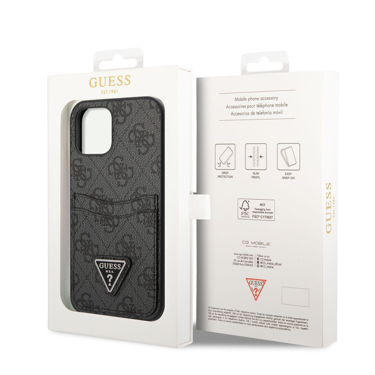 Apple iPhone 12 Case GUESS Double Card Holder Cover Black