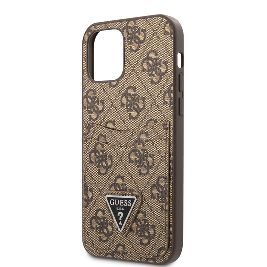 Apple iPhone 12 Case GUESS Double Card Holder Cover Brown
