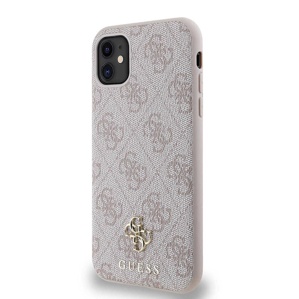 Apple iPhone 12 Case Guess Original Licensed M-safe Charging Feature Small 4G Classic Cover Pink