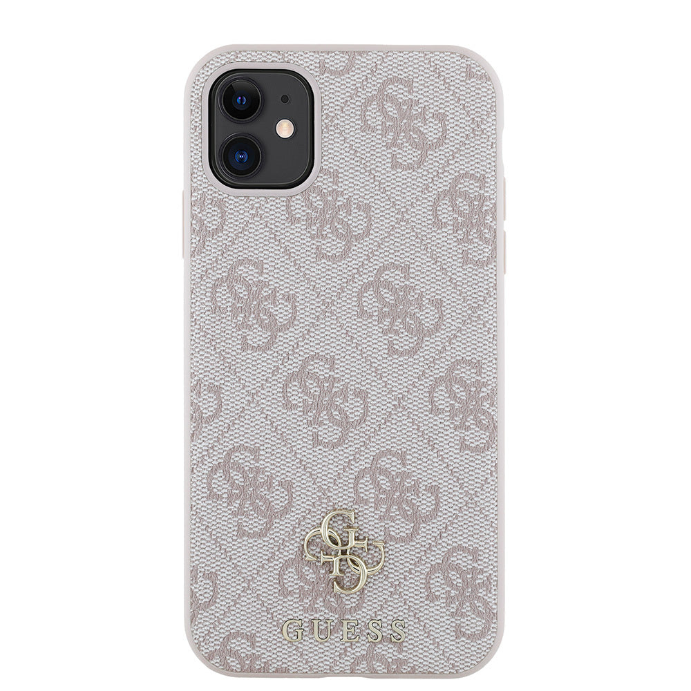 Apple iPhone 12 Case Guess Original Licensed M-safe Charging Feature Small 4G Classic Cover Pink