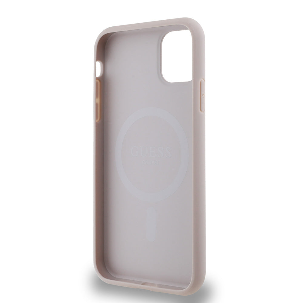 Apple iPhone 12 Case Guess Original Licensed M-safe Charging Feature Small 4G Classic Cover Pink