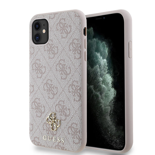 Apple iPhone 12 Case Guess Original Licensed M-safe Charging Feature Small 4G Classic Cover Pink