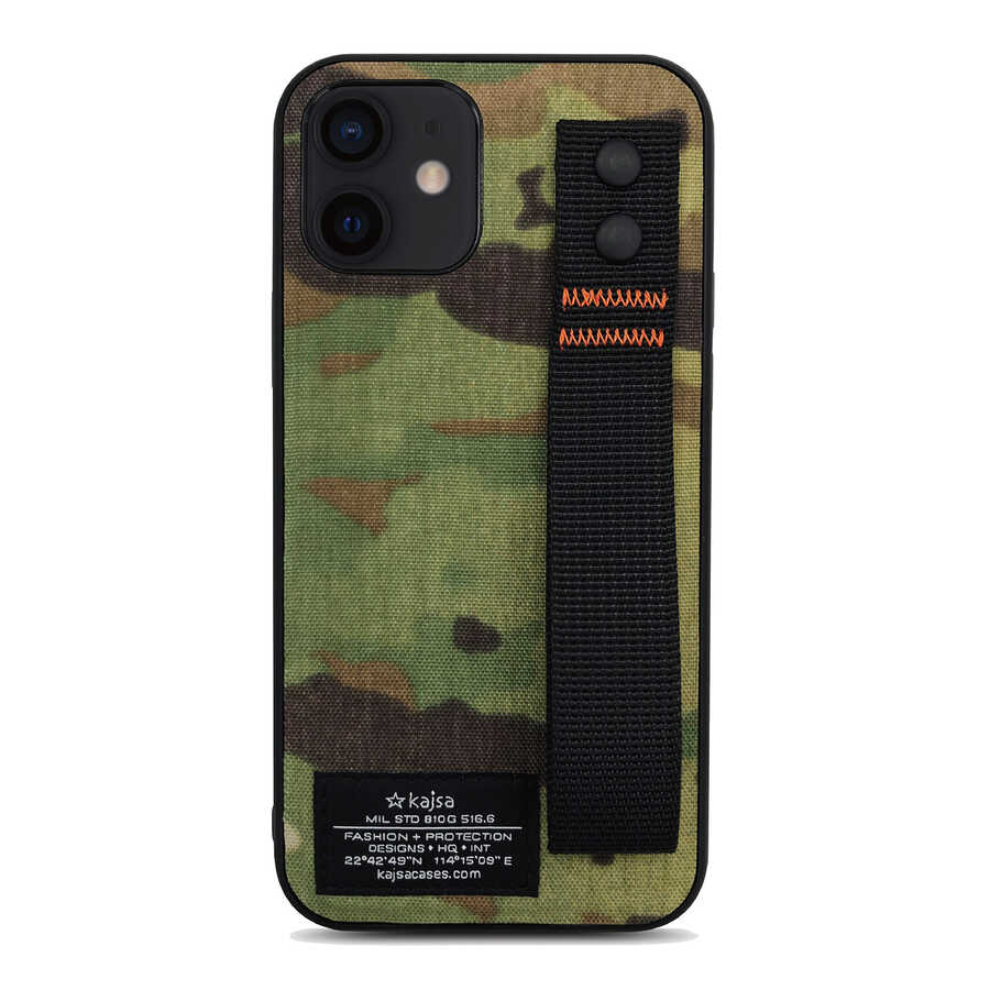 Apple iPhone 12 Kılıf Kajsa Cordura Serisi Military Kapak Kahverengi