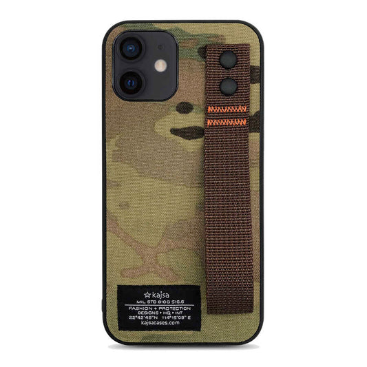 Apple iPhone 12 Kılıf Kajsa Cordura Serisi Military Kapak Kahverengi