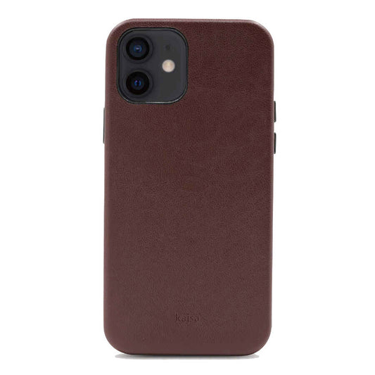 Apple iPhone 12 Case Kajsa Crazy Horse Cover Claret Red