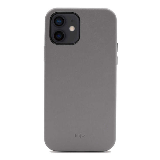 Apple iPhone 12 Case Kajsa Crazy Horse Cover Gray
