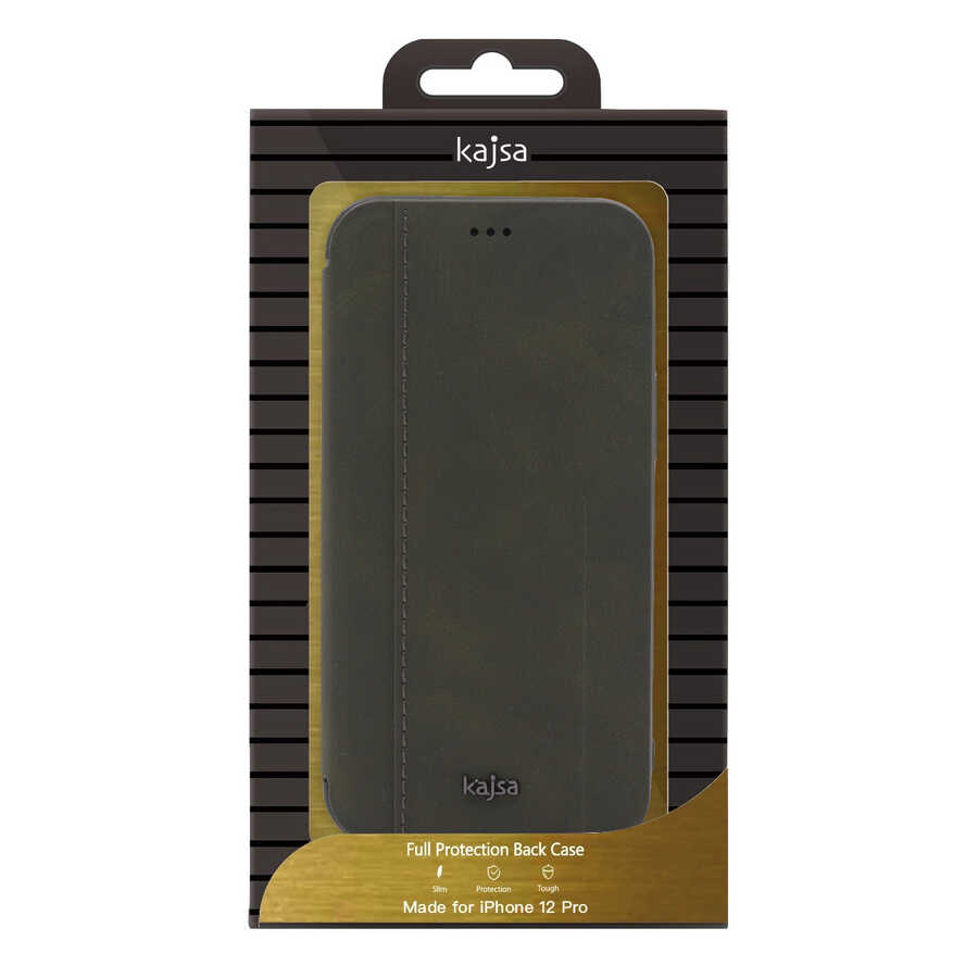 Apple iPhone 12 Case Kajsa Dale Series Parallel PU Folio Cover Green 