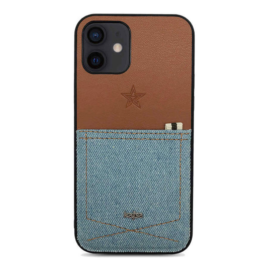Apple iPhone 12 Case Kajsa Denim Cover Blue Light 