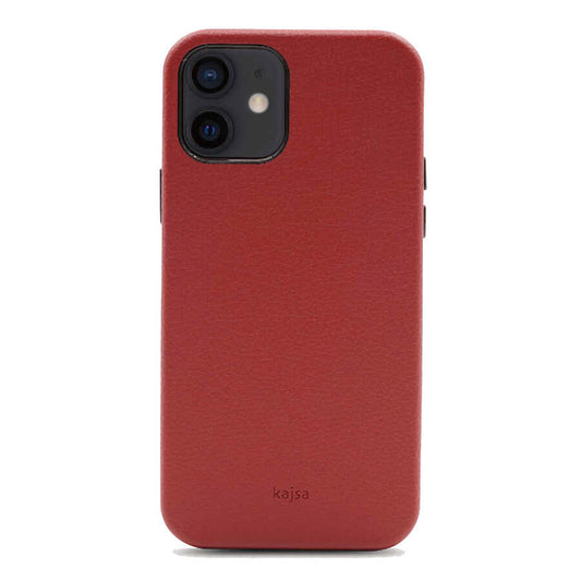 Apple iPhone 12 Case Kajsa Litchi Cover Red