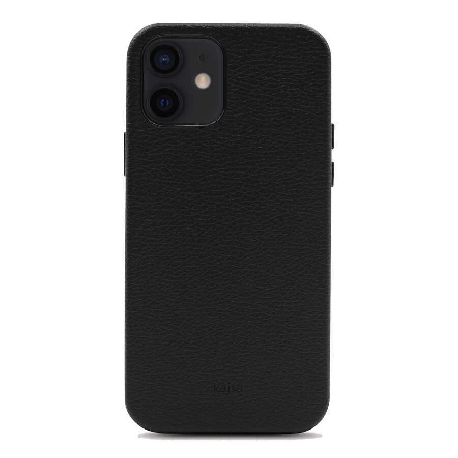 Apple iPhone 12 Case Kajsa Litchi Cover Black