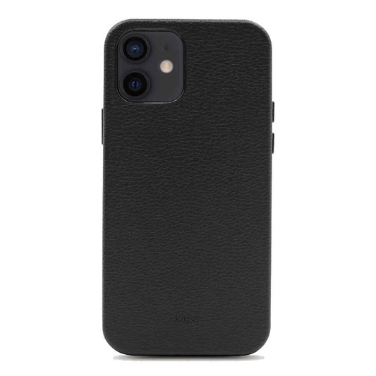Apple iPhone 12 Case Kajsa Litchi Cover Black