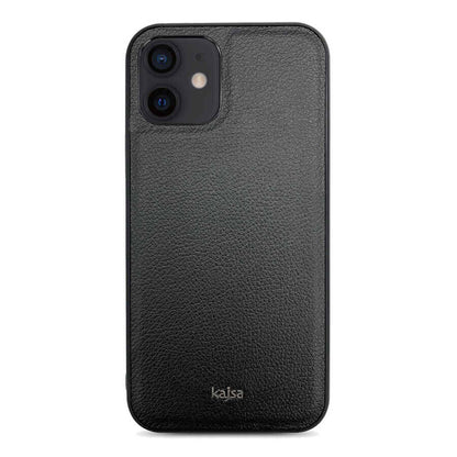 Apple iPhone 12 Kılıf Kajsa Luxe Collection Hakiki Deri Kapak Siyah