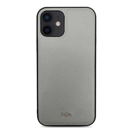 Apple iPhone 12 Kılıf Kajsa Luxe Collection Hakiki Deri Kapak Gri