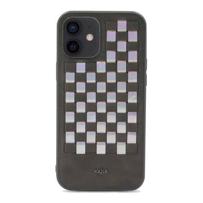Apple iPhone 12 Kılıf Kajsa Preppie Serisi Spotlight Woven Kapak Koyu Yeşil
