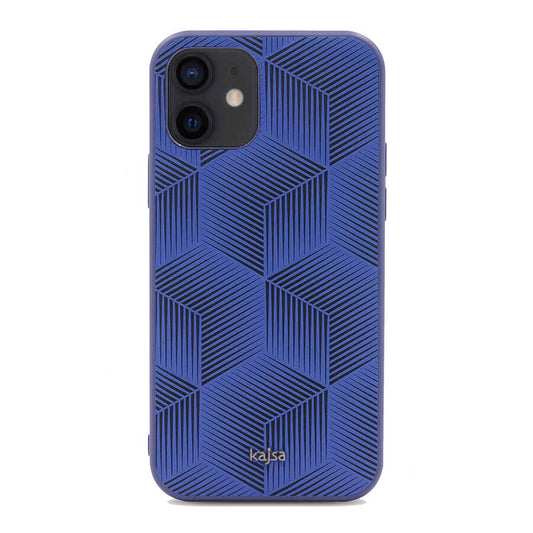 Apple iPhone 12 Kılıf Kajsa Splendid Serisi 3D Cube Kapak Mavi