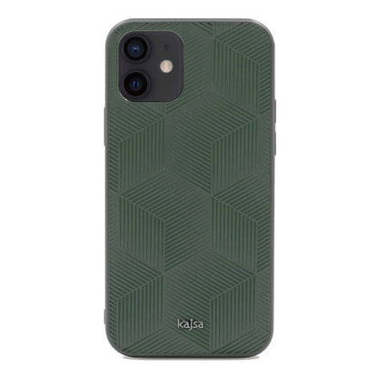 Apple iPhone 12 Kılıf Kajsa Splendid Serisi 3D Cube Kapak Yeşil