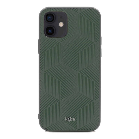 Apple iPhone 12 Kılıf Kajsa Splendid Serisi 3D Cube Kapak Yeşil